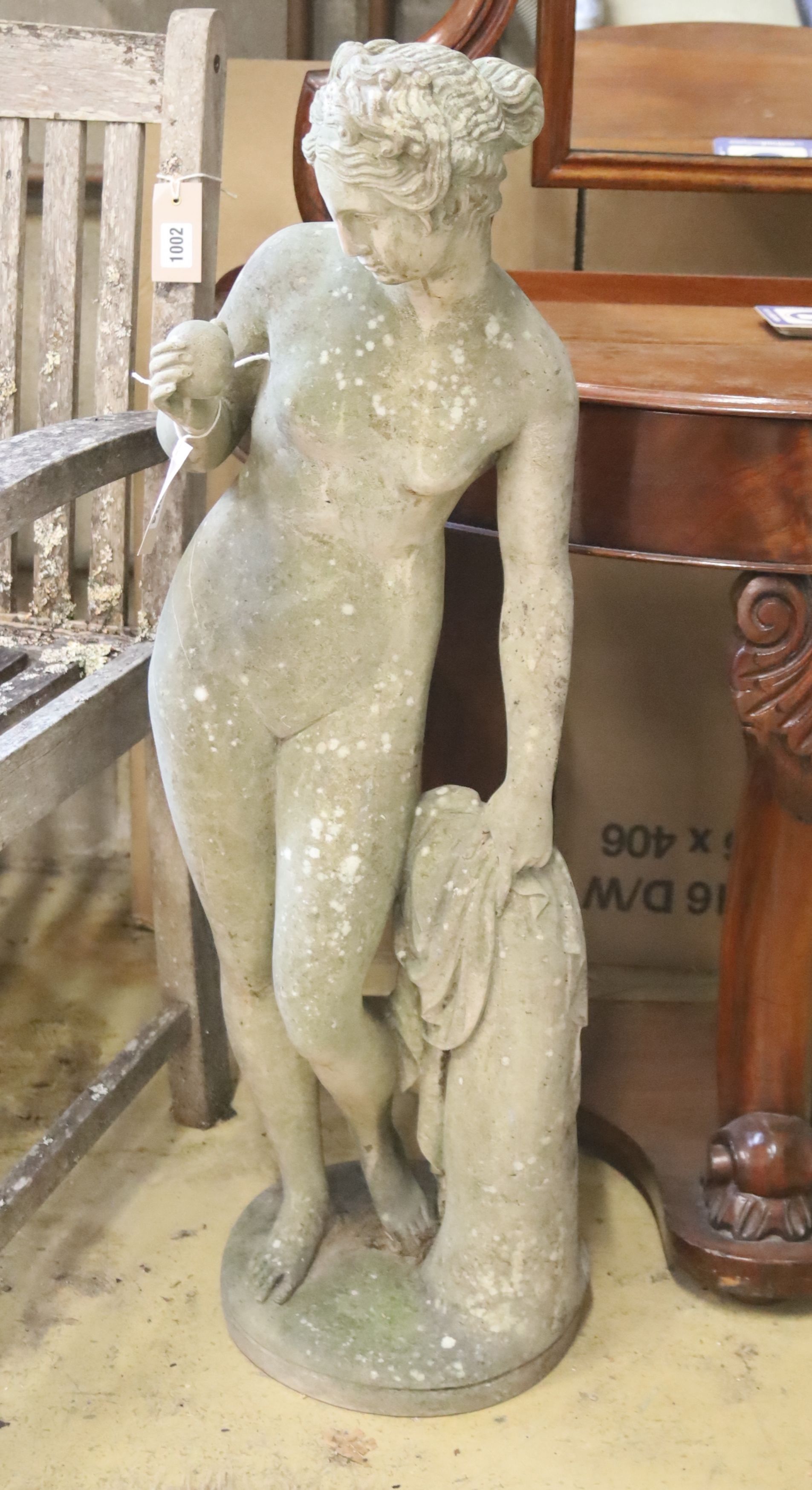 A reconstituted marble garden statue, height 89cm